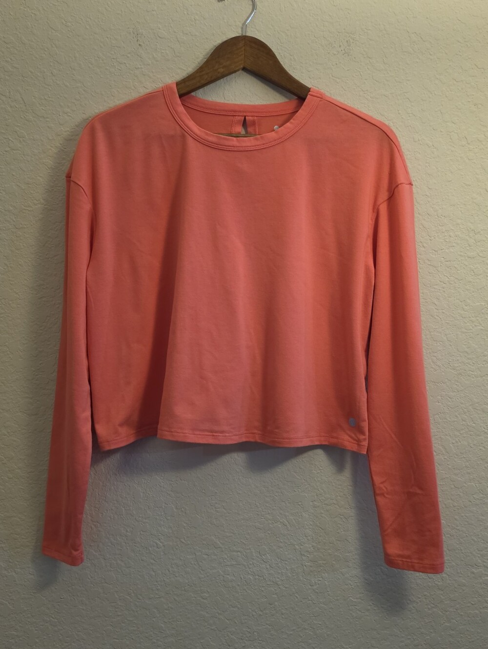 Apana Crop Top Womens Size Small Pink Barbiecore Back Button Up Gym Workout